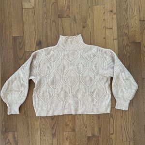 Lush Textured Salmon Turtleneck Sweater